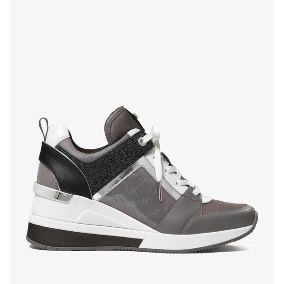 MK Michael Kors Georgie Mixed-Media Trainer Heather Grey size 6 - Picture 1 of 3